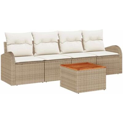 Vidaxl - Garden Sofa Set 5-Piece - Beige - Rattan - Garden Sofa Set Vidaxl - Garden Sofa Set 5-Piece - Beige - Rattan - Garden Sofa Set