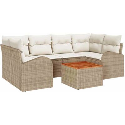 Generic - 7-Piece Sofa Set - Beige - Mobilier extérieur Generic - 7-Piece Sofa Set - Beige - Mobilier extérieur