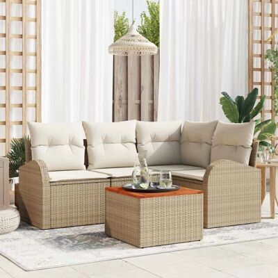 Ensemble de Canapé de Jardin Vidaxl - Beige, 5 pièces, Rectangulaire - Mobilier de Jardin - Publicité Ensemble de Canapé de Jardin Vidaxl - Beige, 5 pièces, Rectangulaire - Mobilier de Jardin - Publicité