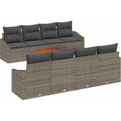 Zestaw mebli ogrodowych vidaXL - Szary, 9 sztuk, Nowoczesny rattan Zestaw mebli ogrodowych vidaXL - Szary, 9 sztuk, Nowoczesny rattan