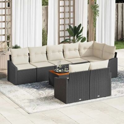 Schwarzes Gartensofa-Set 9 Stück - Gartenmöbel Schwarzes Gartensofa-Set 9 Stück - Gartenmöbel