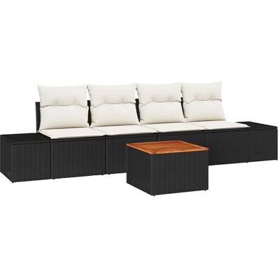 vidaXL Gartengarnitur - 5-teiliges Schwarzes Rattan Modernes Gartenmöbel vidaXL Gartengarnitur - 5-teiliges Schwarzes Rattan Modernes Gartenmöbel