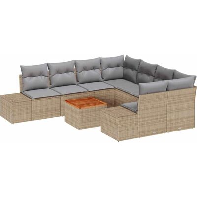 Beige Poly Rattan Gartenmöbel-Set - 9 Stück Beige Poly Rattan Gartenmöbel-Set - 9 Stück