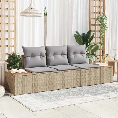 Beige Gartensofa-Set 3 Stück - Gartensofa-Set 3 Stück Beige Gartensofa-Set 3 Stück - Gartensofa-Set 3 Stück