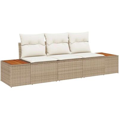 Vidaxl Garden Sofa Set - Modern 3-Piece Rattan Beige Furniture Vidaxl Garden Sofa Set - Modern 3-Piece Rattan Beige Furniture