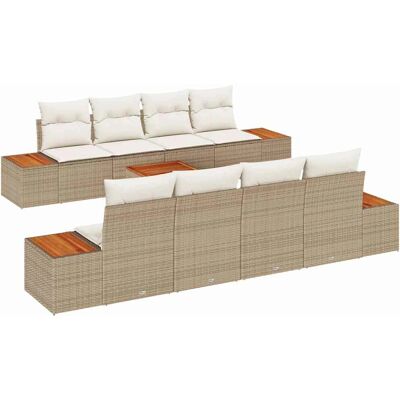 Beige Tuinbank Set - 9 Zitplaatsen Synthetisch Rotan Buitenmeubel Beige Tuinbank Set - 9 Zitplaatsen Synthetisch Rotan Buitenmeubel