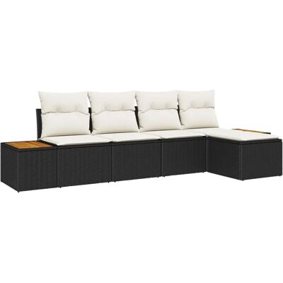 vidaXL Garten-Sofaset 5-tlg. Schwarz Poly Rattan Acacia vidaXL Garten-Sofaset 5-tlg. Schwarz Poly Rattan Acacia