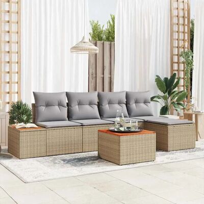 Beige Garten-Sofaset - Modulares Outdoor-Möbelset für 6 Beige Garten-Sofaset - Modulares Outdoor-Möbelset für 6