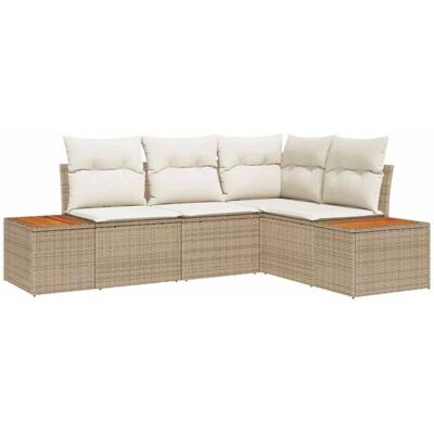 Beige Gartencouch-Set - 4-Sitzer mit Stauraum Beige Gartencouch-Set - 4-Sitzer mit Stauraum