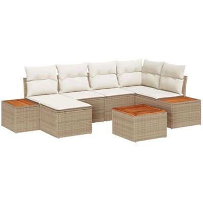 Vidaxl - 7‑Stück Garten Sofa-Set - Beige - Rattan PP Vidaxl - 7‑Stück Garten Sofa-Set - Beige - Rattan PP