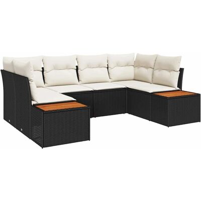 Poliratán Acacia Vidaxl Tuinbankset - 6 Stuks, Zwart Poliratán Acacia Vidaxl Tuinbankset - 6 Stuks, Zwart