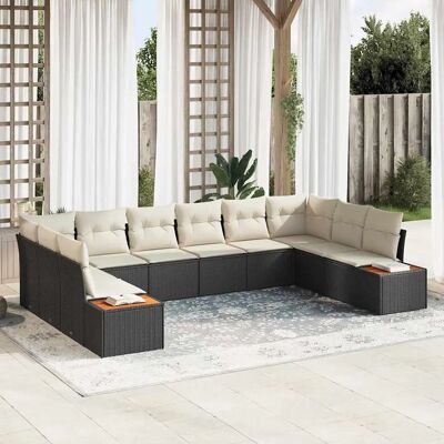 VIDAXL - Gartensofaset 10 Stück Schwarz Poly rattan VIDAXL - Gartensofaset 10 Stück Schwarz Poly rattan