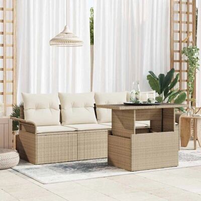 UNKNOWN - 5pc Modular Beige Poly Rotin - Beige - Garten-Sofaset UNKNOWN - 5pc Modular Beige Poly Rotin - Beige - Garten-Sofaset
