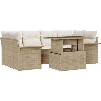 Generiek - 7-delig tuinsofa-set - Beige Generiek - 7-delig tuinsofa-set - Beige