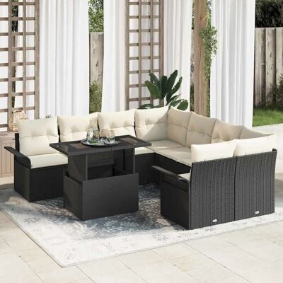 VidaXL Garten-Sofagruppe 9-teilig Schwarz Polyrattan VidaXL Garten-Sofagruppe 9-teilig Schwarz Polyrattan