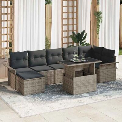 VidaXL Gartensofagarnitur 8-teilig Grau Rattan VidaXL Gartensofagarnitur 8-teilig Grau Rattan
