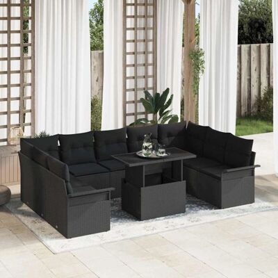 vidaXL Gartensofa-Set 10 Stück Schwarz Poly Rattan vidaXL Gartensofa-Set 10 Stück Schwarz Poly Rattan