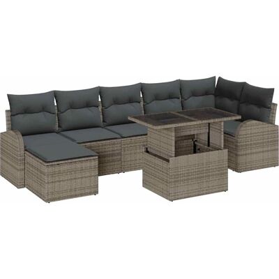 Vidaxl Gartensofa-Set 8-teilig Grau Rattan Polyester Vidaxl Gartensofa-Set 8-teilig Grau Rattan Polyester