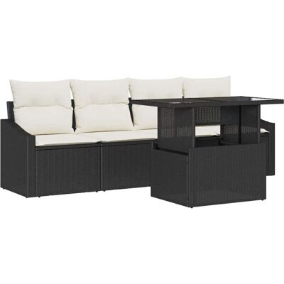 Havegruppe 5 dele med Poly Rattan Sort Havegruppe 5 dele med Poly Rattan Sort