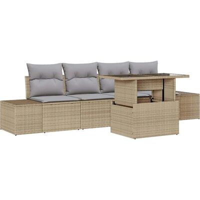 VIDAXL - Garten Sofaset 5-teilig Beige Grau Rattan VIDAXL - Garten Sofaset 5-teilig Beige Grau Rattan
