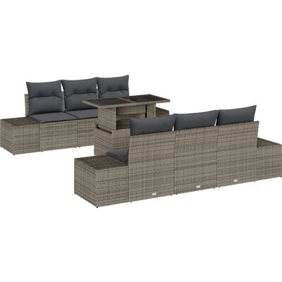Vidaxl Garten-Softset 7 Teile Graue Polyesterkissen Vidaxl Garten-Softset 7 Teile Graue Polyesterkissen