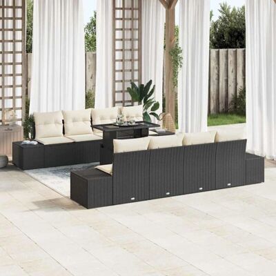 Schwarzes Gartensofa-Set mit Kissen - Gartenmöbel Schwarzes Gartensofa-Set mit Kissen - Gartenmöbel