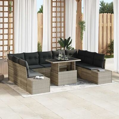 Beige und Dunkelgraues Rattan Gartenset - Möbel für den Garten Beige und Dunkelgraues Rattan Gartenset - Möbel für den Garten