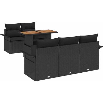 Marken schwarzes Gartensofaset - 6 Stück, Sitzplätze für 5 Personen Marken schwarzes Gartensofaset - 6 Stück, Sitzplätze für 5 Personen