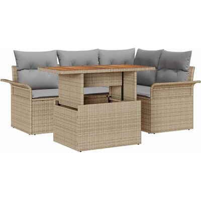 Beiges Gartentisch-Set - 4 Teile mit Kissen Beiges Gartentisch-Set - 4 Teile mit Kissen