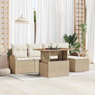 Generic - Garten 6tlg Beige Rattan - Outdoor Dining Set Generic - Garten 6tlg Beige Rattan - Outdoor Dining Set