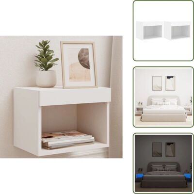 THE LIVING STORE - Comodini Led Parete - 2szt - Biały - Szafka nocna THE LIVING STORE - Comodini Led Parete - 2szt - Biały - Szafka nocna