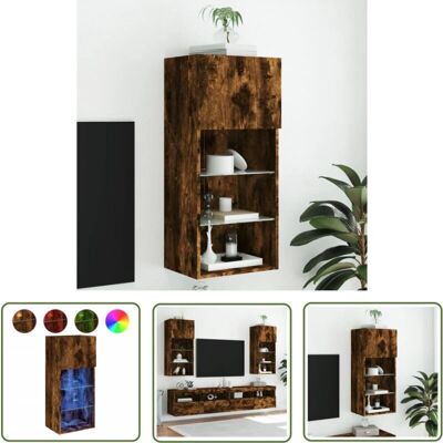 THE LIVING STORE - Mobile Tv z Ledami Rovere Fumo - 40.5x30x90 cm - Szafka TV THE LIVING STORE - Mobile Tv z Ledami Rovere Fumo - 40.5x30x90 cm - Szafka TV