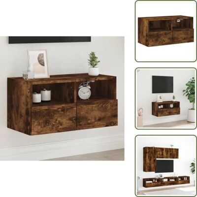THE LIVING STORE - Szafko TV na ścianę - 60x30x30 cm - Dębina wędzona THE LIVING STORE - Szafko TV na ścianę - 60x30x30 cm - Dębina wędzona