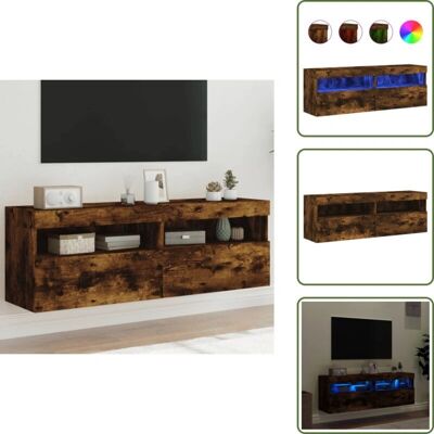 THE LIVING STORE Mobili Tv A Parete Led 2pz Rovere Fumo 60x30x40 cm Szafka RTV naścienna THE LIVING STORE Mobili Tv A Parete Led 2pz Rovere Fumo 60x30x40 cm Szafka RTV naścienna