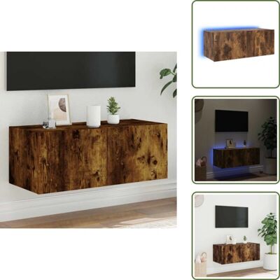 THE LIVING STORE - Mobile Tv A Parete Con Luci Led Rovere Fumo 80x35x31 Cm THE LIVING STORE - Mobile Tv A Parete Con Luci Led Rovere Fumo 80x35x31 Cm