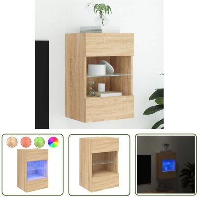 THE LIVING STORE - Mobile Tv A Parete Con Luci Led Rovere Sonoma 40x30x60.5 cm - Podwieszany mebel TV THE LIVING STORE - Mobile Tv A Parete Con Luci Led Rovere Sonoma 40x30x60.5 cm - Podwieszany mebel TV