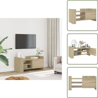 THE LIVING STORE - Rovere Sonoma - 80x35x40 cm - plywood - Stojak TV THE LIVING STORE - Rovere Sonoma - 80x35x40 cm - plywood - Stojak TV