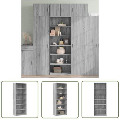 THE LIVING STORE - Credenza Grigio Sonoma 70x41x185cm THE LIVING STORE - Credenza Grigio Sonoma 70x41x185cm