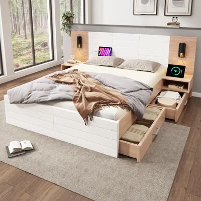 WISHDOR - Letto 160x200 cm con 2 cassetti - White - 160x200 cm - Bed WISHDOR - Letto 160x200 cm con 2 cassetti - White - 160x200 cm - Bed