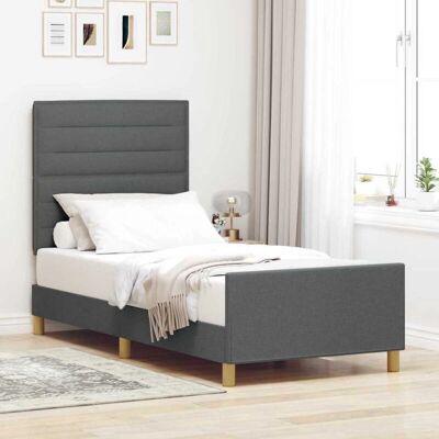 Vidaxl Donkergrijs Stoffen Bedframe 80x200 cm - Bedframe Vidaxl Donkergrijs Stoffen Bedframe 80x200 cm - Bedframe