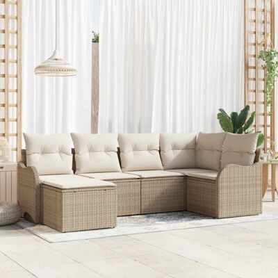 Vidaxl Gartensofa 6-tlg. Beiges Modulares Set - Gartenmöbel Vidaxl Gartensofa 6-tlg. Beiges Modulares Set - Gartenmöbel