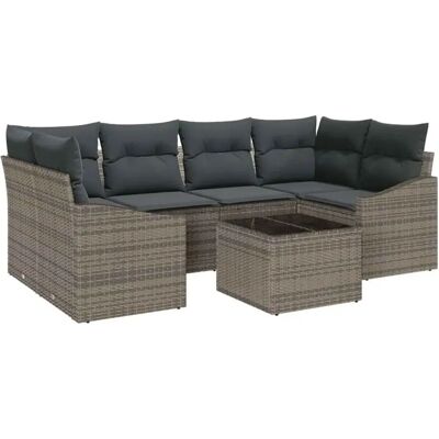 Vidaxl Gartentisch-Set - 7-teiliges graues Rattan-Outdoor-Set Vidaxl Gartentisch-Set - 7-teiliges graues Rattan-Outdoor-Set