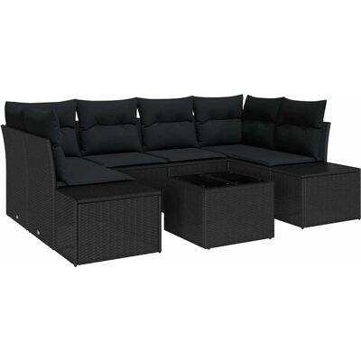 Vidaxl Gartensofa-Set - 7 Stück, Schwarz, Modernes Design Vidaxl Gartensofa-Set - 7 Stück, Schwarz, Modernes Design
