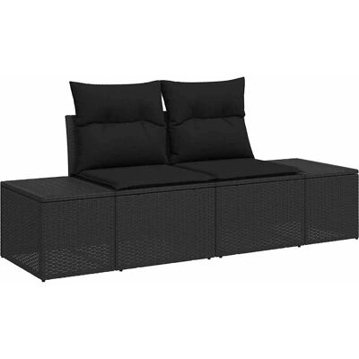 Vidaxl Garden Sofa Set - 7-Piece Modular Outdoor Couch in Black Vidaxl Garden Sofa Set - 7-Piece Modular Outdoor Couch in Black