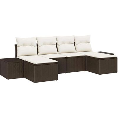 Vidaxl 6-delige tuinbankenset - Modernistisch Bruin Synthetisch Rattan Vidaxl 6-delige tuinbankenset - Modernistisch Bruin Synthetisch Rattan