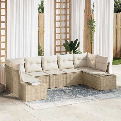 Ensemble de Canapés de Jardin Beige - 7 Pièces - Publicité Ensemble de Canapés de Jardin Beige - 7 Pièces - Publicité