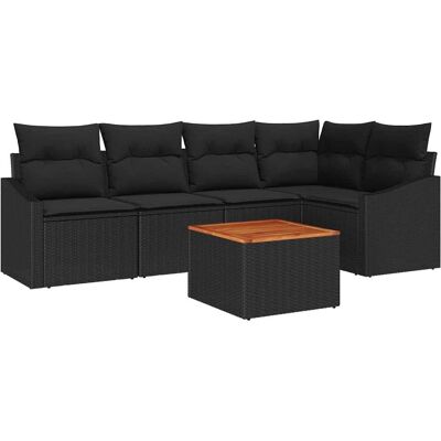 vidaXL Garten Sofaset 6-tlg Schwarz Modern Rattan Lounge vidaXL Garten Sofaset 6-tlg Schwarz Modern Rattan Lounge