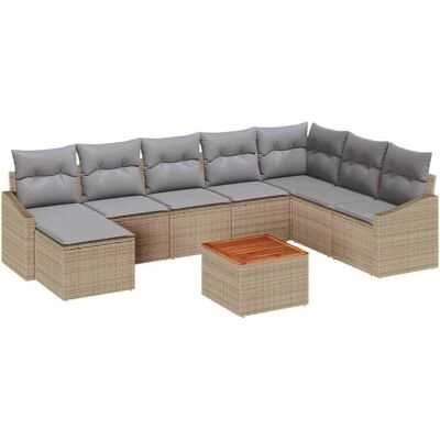 Zestaw ogrodowych sof beżowych - 9 sztuk, Wodoodporny Poli Rattan Zestaw ogrodowych sof beżowych - 9 sztuk, Wodoodporny Poli Rattan