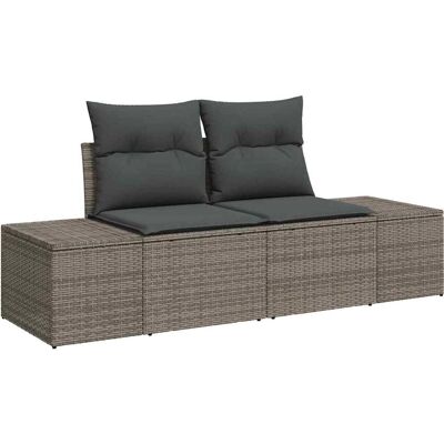 Garten-Sofaset 7-tlg. mit Kissen - Grau, Rattan, Modern Garten-Sofaset 7-tlg. mit Kissen - Grau, Rattan, Modern