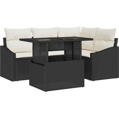 VIDAXL Gartenset 5-tlg. Schwarz Polyrattan mit Kissen - Gartenset VIDAXL Gartenset 5-tlg. Schwarz Polyrattan mit Kissen - Gartenset